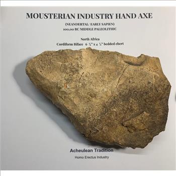 North Africa Mousterian Industry Hand Axe 100,000 BC Middle Paleolithic Neandertal to Early Sapien