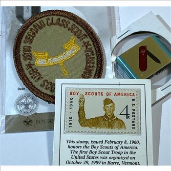 Boy Scout Lot including Stamp, Knife Merit and Eagle Scout Patch