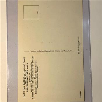 Buck Leonard HOF Plaque/Postcard HOF Autograph Negro Leagues & MLB Hall of Fame