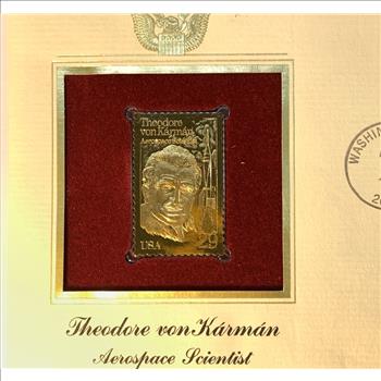 First Day Cover wityh 24KT Layered Gold Stamp Theodore von Karman