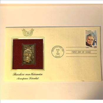 First Day Cover wityh 24KT Layered Gold Stamp Theodore von Karman