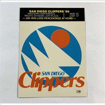 San Diego Clippers 1981 Fleer Basketball Team Sticker