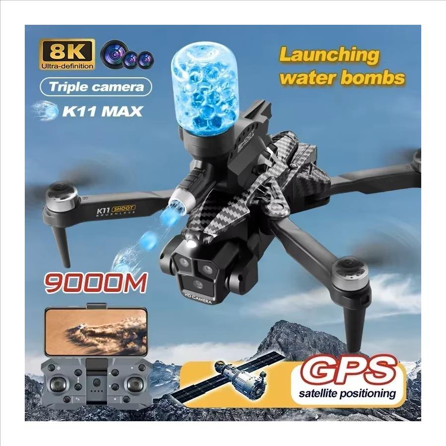 K11 Max Drone with Water Bombs - Professional Aerial Photography Aircraft 8K Three Camera Obstacle Avoidance Foldable Quadcopter