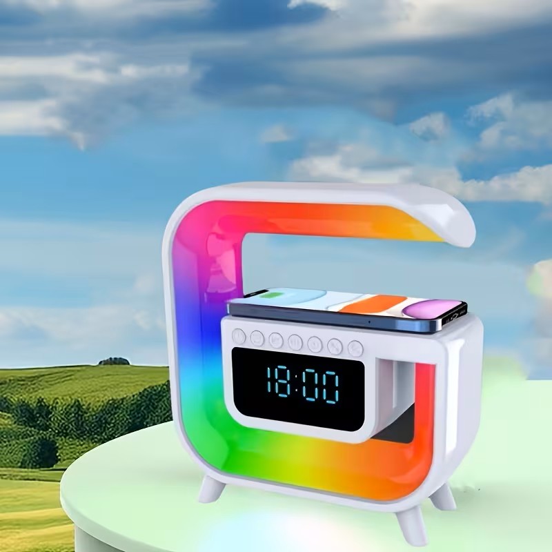 Wireless Speaker with Phone Charging, Sunrise Alarm Clock, Music Wake-Up, Time Display, Sleep Aid – Perfect Gift for Everyone, Ideal for, Morning Alarm, Bedside Speaker, Compact Design, Portable Music Player, Energy-Efficient