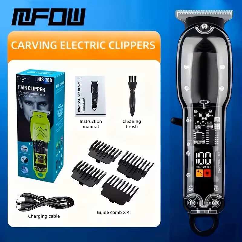 Clear Professional Groomer - High Performance, USB Rechargeable, Battery Life, Precision Grooming 