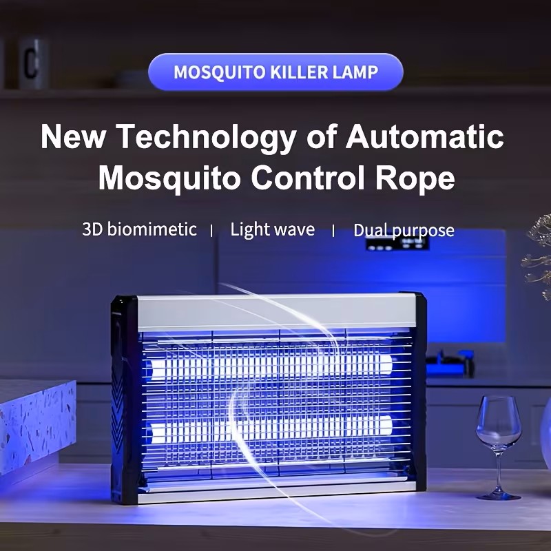 Bug Zapper Indoor, 3000V High Voltage Fly Trap & Mosquito Killer, Ultra-efficient Electric Mosquito Killer, Electric Mosquito Zapper with Removable Washable Tray for Indoor, Wall-Mounted Design for Bedrooms, Kitchens, Patio, Backyard, 1pc
