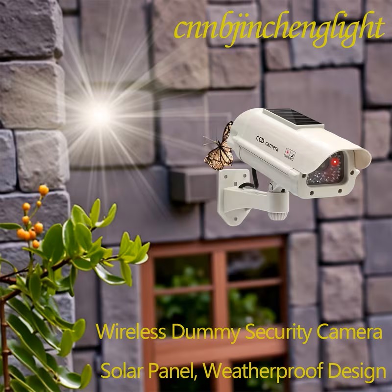 Solar Powered Fake Security Camera with Blinking Red LED - Matte Metal High Quality Dummy CCTV, Wall Mounted Burglar Deterrent for Yard, Garage, Indoor & Outdoor Use, Solar Outdoor Security Camera, Realistic Surveillance Design, Property Protection, Scarea
