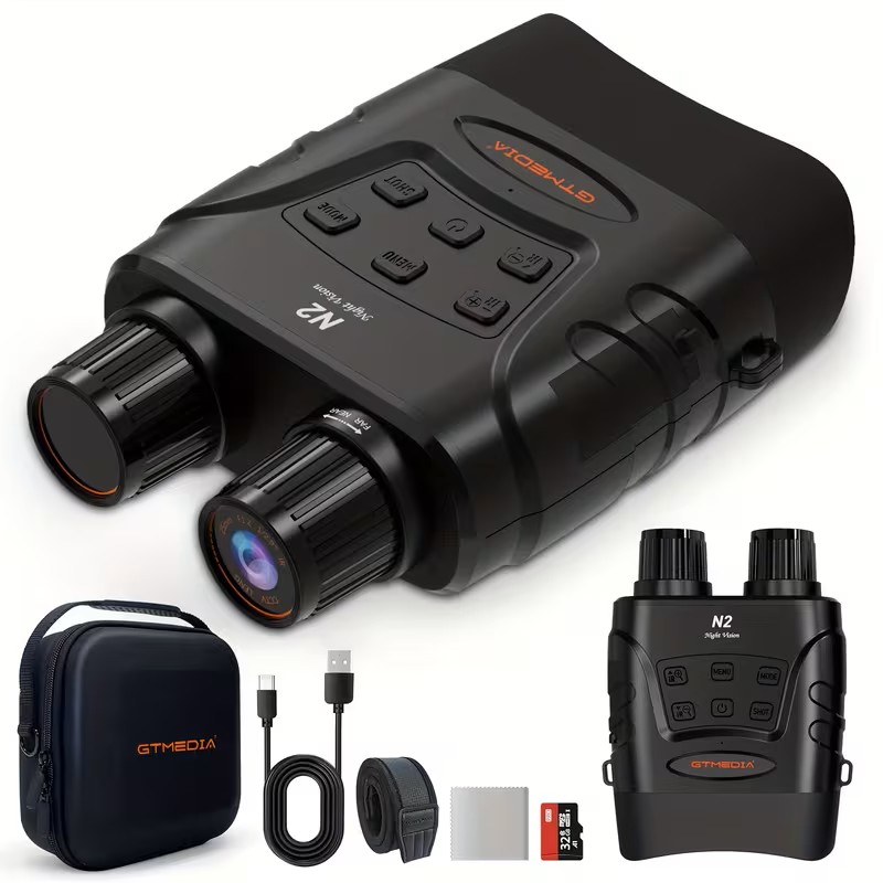 N4 Night Vision Binoculars Infrared Monocular For Hunting & Surveillance, Video Recording, 5X Digital Zoom With 2000mAh Battery For Adventure, Night Hunting, Wildlife Observation, Watching Sports Events, Concerts, Etc