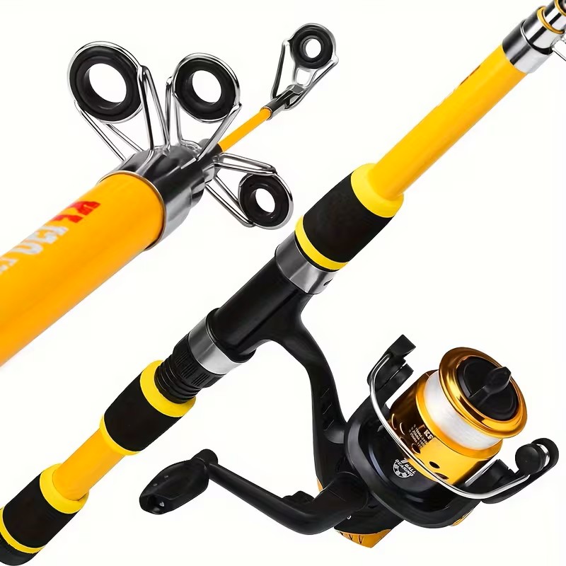 .9ft/5.6ft Telescopic Bait-Casting Fishing Rod, Portable and Durable Fiberglass Fishing Pole