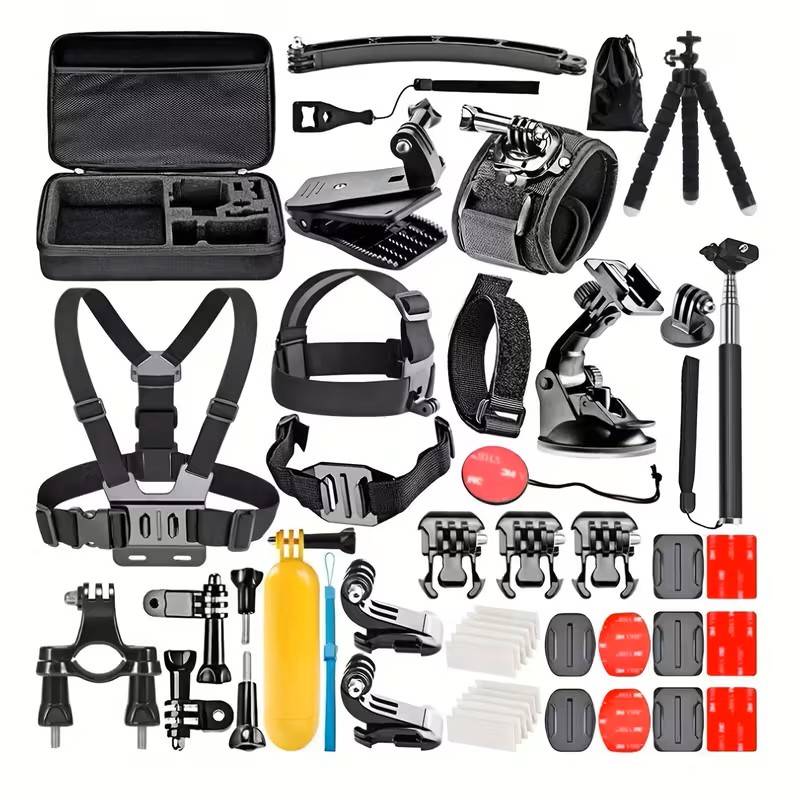 Comprehensive Accessory Kit for Various Action Cameras Including for Gopro Models And Others, Designed for Outdoor Photography And Stabilization