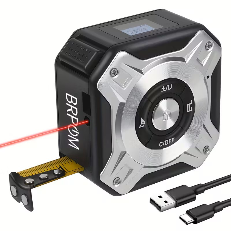 Laser Measuring Tape 2 in 1 Digital Measuring Tape High Precision Laser Rangefinder Steel Measuring Tape, with 131Ft Laser Measure, 16.5Ft Measuring Tape, LCD Display