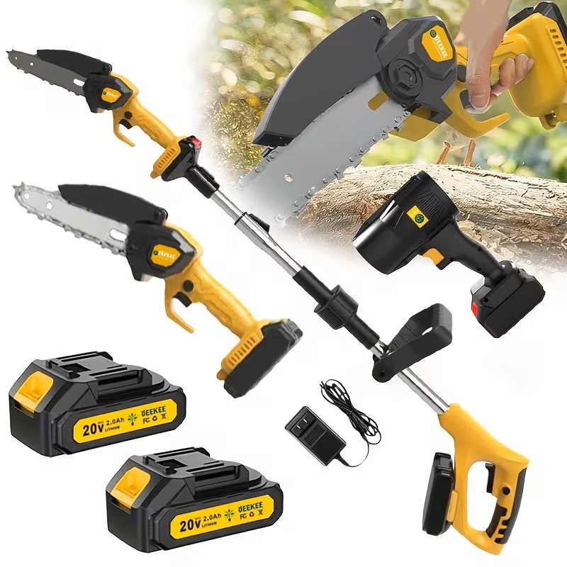 3-in-1 Cordless Pole Saw, Chainsaw, and Leaf Blower with 5.8ft Telescopic Pole, Includes 2 Batteries - Suitable for Tree Trimming, Gardening, Landscaping - Ideal for Home Users and Professionals, Durable Tool Design
