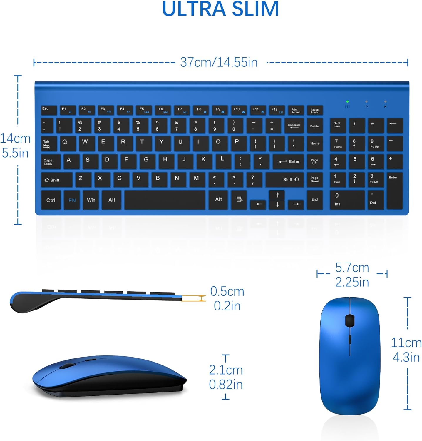 Wireless Keyboard and Mouse Ultra Slim Combo, 2.4G Silent Compact USB ...