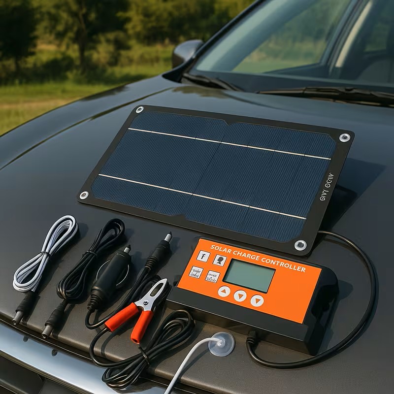 100A Monocrystalline Solar Panel Kit with Extension Cable, Battery Clip & Solar Charger Perfect for RV, Camper, Off-Grid Camping, 12V/24V Power Supply, Portable Solar Generator for Outdoor Use