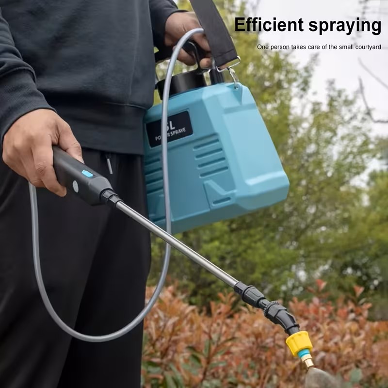 Electric Backpack Sprayer -5L (1.3 Gallons) - Garden Portable Electric Watering Device, 3 Adjustable Nozzles, Rechargeable Handle, Retractable Wand, Sprayer with Adjustable Shoulder Strap for Lawn, Garden, Cleaning, Yard