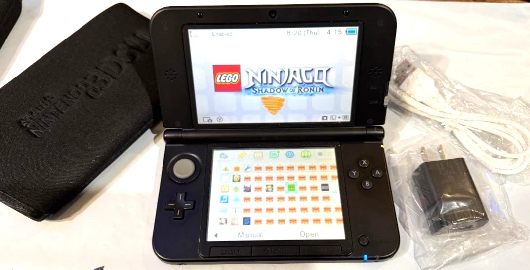 Nintendo 3DS LL Black Console Region Free English System + Charger 128GB