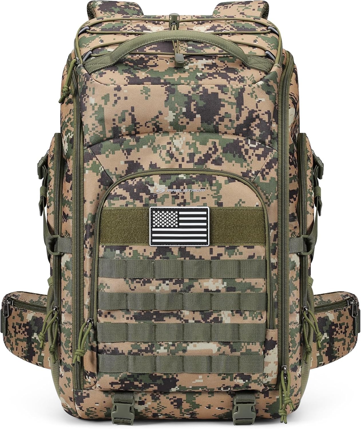 Tactical Backpack for Men, Water Resistant 40L Military Backpack, for Hiking, Camping, Gym with Molle System (Camouflage Green)