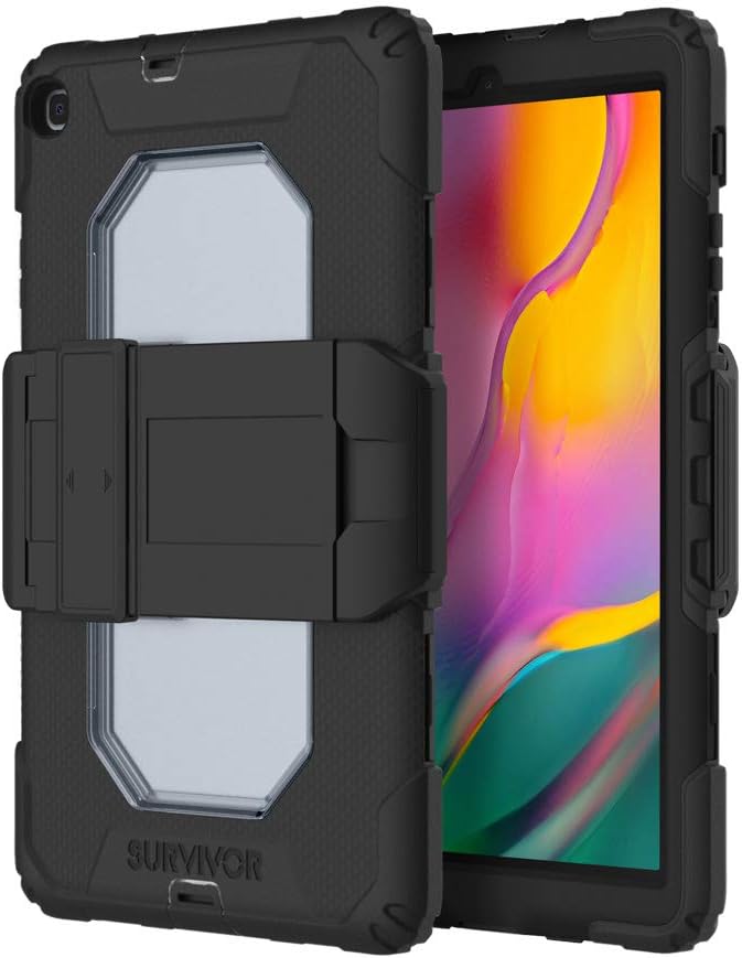 Griffin Survivor All Terrain Case for Samsung Galaxy Tab A 10.1 (2019) - Black Military Standard I Screen Protector I Extremely Resistant I Removable Stand - GSA-026-BLK