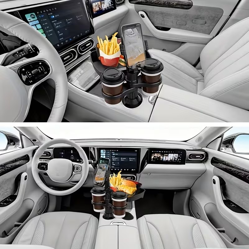 3-in-1 Multifunctional Car Cup Holder - Durable ABS Plastic, Stable Expandable Base, Essential Travel Accessory