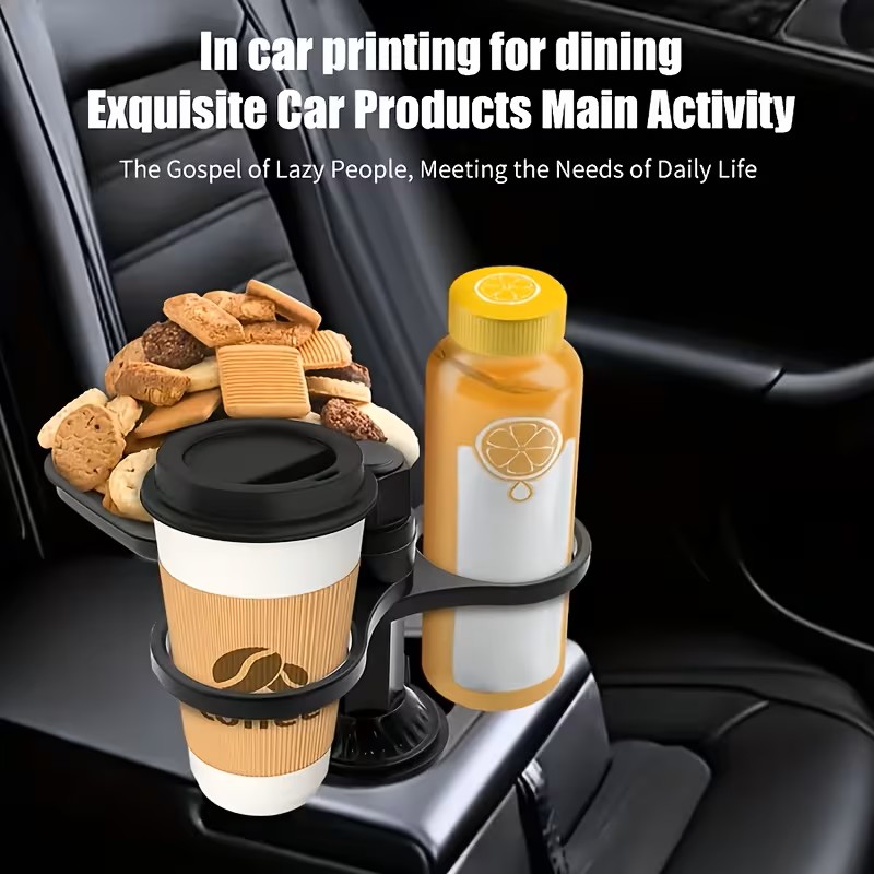 Car Cup Holders - Expansion Brackets, Car Trays, Car Storage Brackets, 360-Degree Rotation, Sturdy Bottom Design, Suitable for Most Car Cup Holders