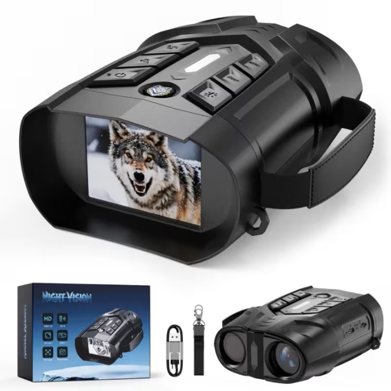 Night Vision Binoculars - 5W IR Night Vision Goggles with 3' IPS Screen, 1080P HD Video, 10X Zoom, 800m Night Range - for Hunting, Camping, Ranch Security, Surveillance, Wildlife Observation,
