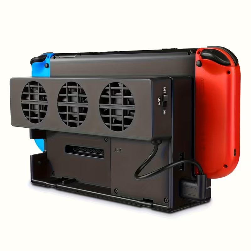 Cooling Fan for Nintendo Switch - Dock Mount Console Cooler 3 Fans Adjustable Speed Temperature Control Station Pad USB Heat Exhaust Ventilation Gaming Additions for Original Switch