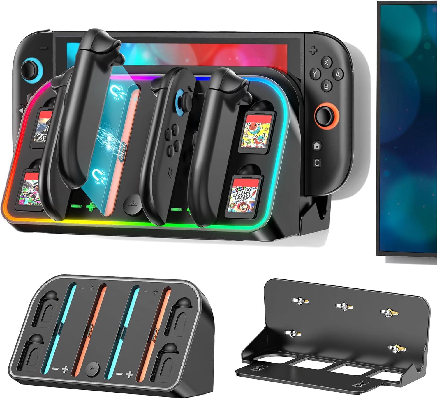 RGB Switch 2 (2025) Wall Mount Kit Charger for Switch 2/1/OLED RGB Charger Dock