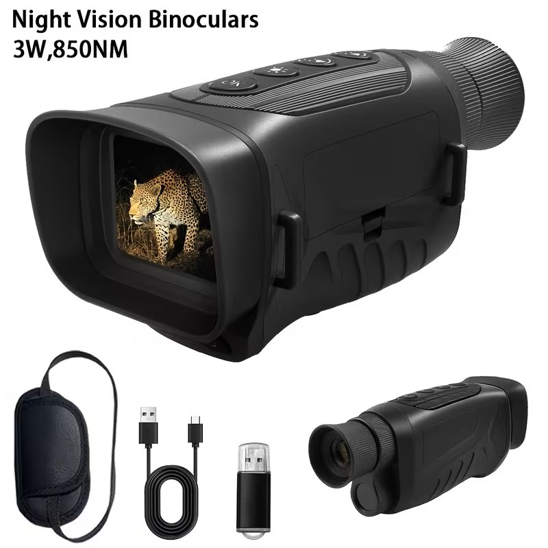 Night Vision Goggles, Night Vision Binoculars for Adult, 5.0" Screen, 2.5K UHD Video & 15MP Image, 8X Digital Zoom 2000ft Infrared Binoculars with Tactical Light for Camping Hunting