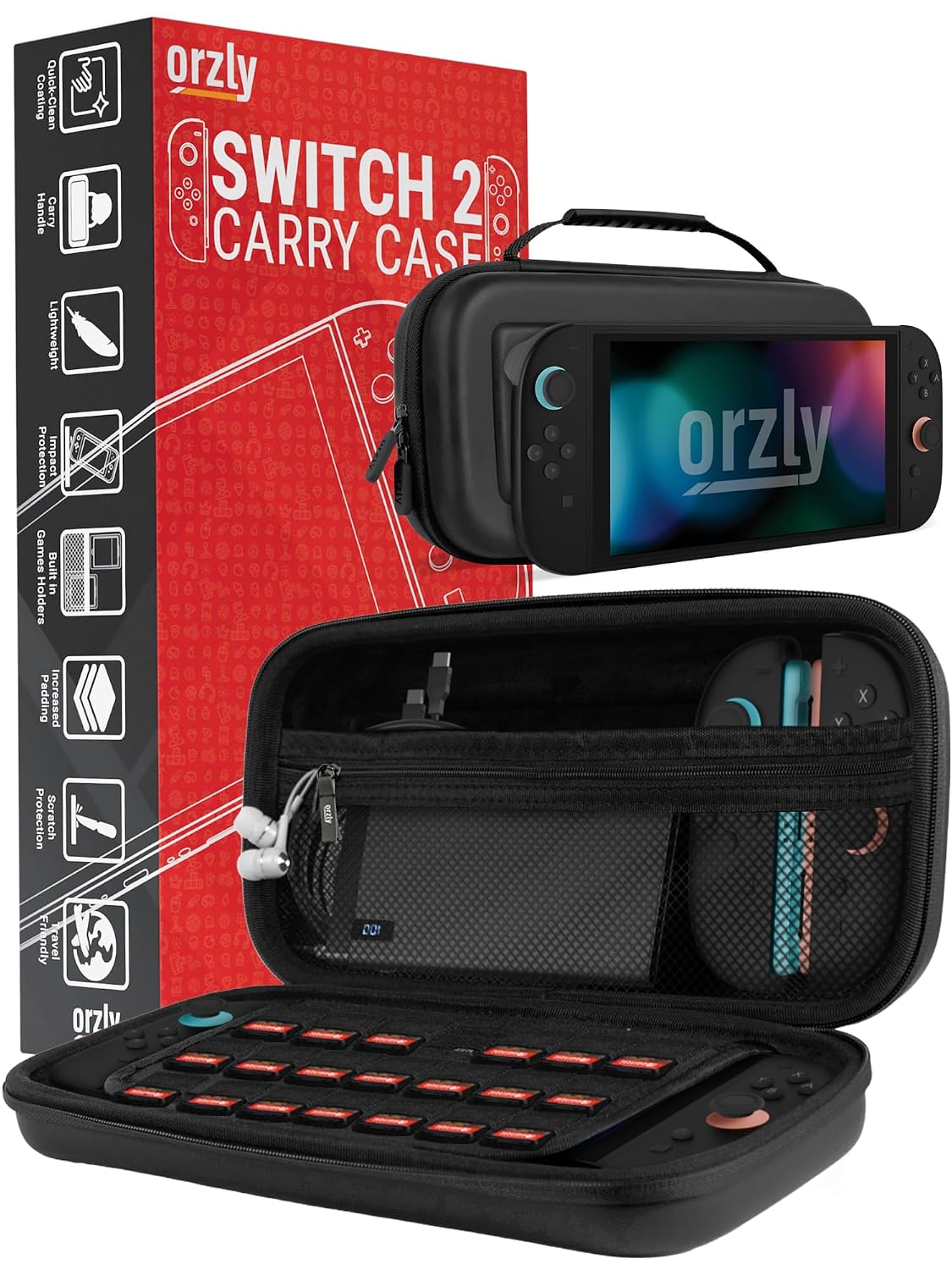 Carrying Case for Nintendo Switch 2 2025 Console with Screen Padding | Switch 2 Latest 2025/2026 Case Soft Microfiber interior game card microSD storage JoyCon and accessory pockets