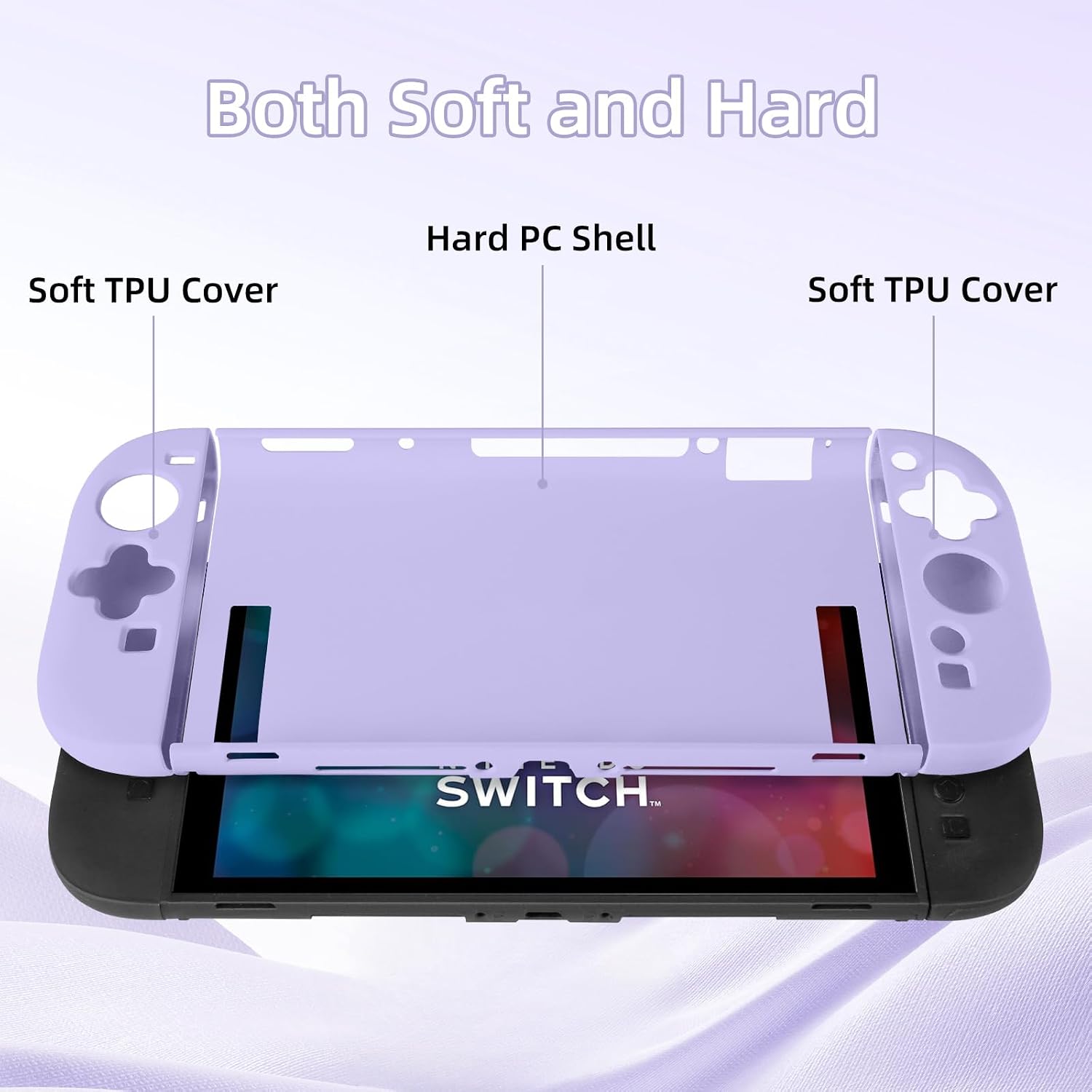 MOROCK Protective Case for Nintendo Switch 2 2025, Ergomomic Grip Hard PC Frosted Back Shell Cover with Silicone Handle, Shock-Absorption and Anti-Scratch, Purple