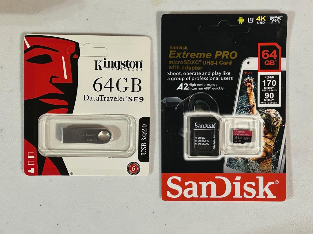 Kingston/Sandisk memory cards and data drive