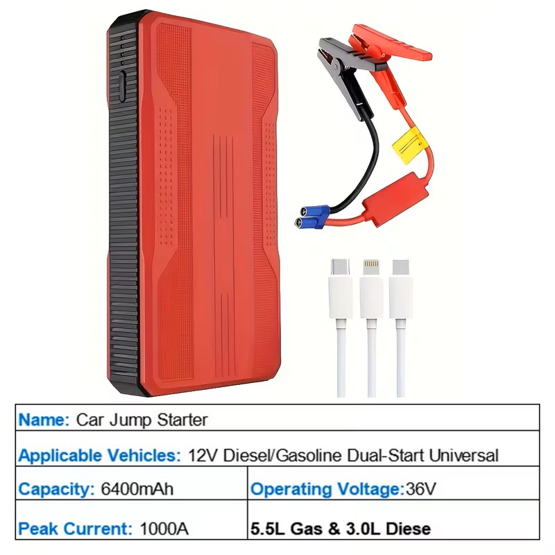 Portable Car Emergency Start: Emergency Portable Battery Ignition Starter with Lighting