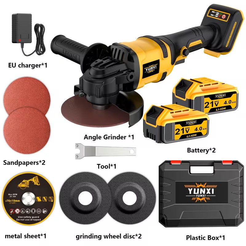 21V Rechargeable Angle Grinder, Cordless Polishing Machine, Grinding Tool with a Brushless Motor, Suitable for Polishing and Rust Removal on Various Materials, Metalworking, and DIY Projects, an Ideal Polishing Power Tool 