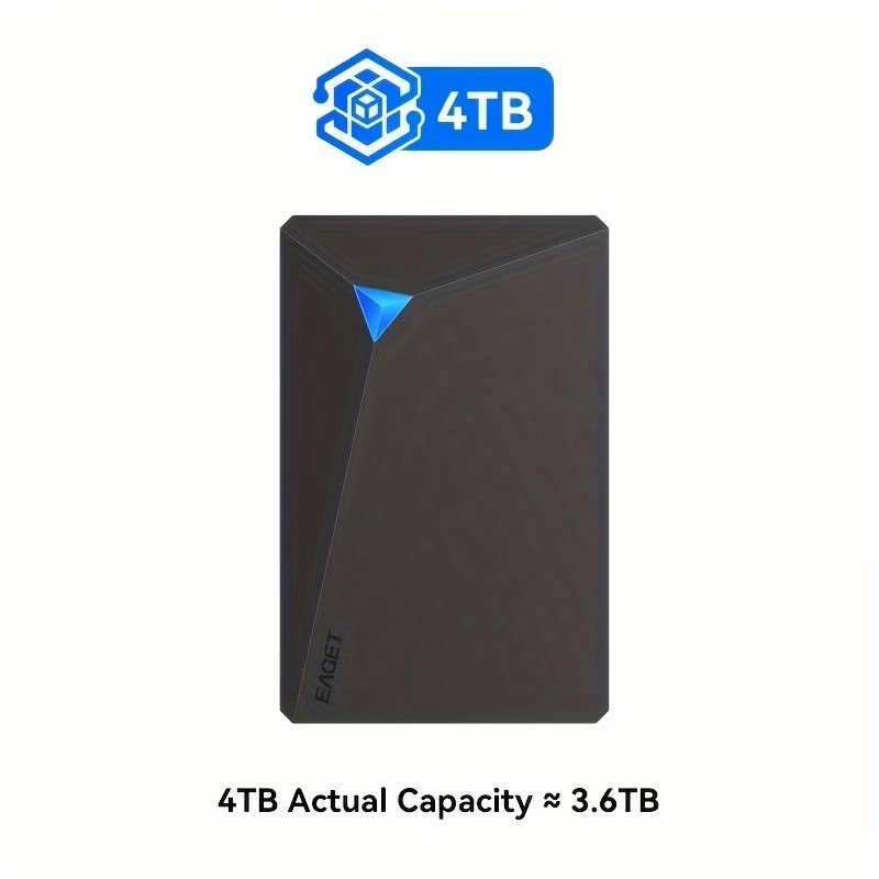  External Hard Disk Drive, 2.5inh Large Mechanical Hard Drive, USB 3.0 HDD Mechanical Hard Drive, Plug and Play for PC, Mac, PS5/4, Xbox Data Storage for Gaming, Files, Videos & Music
