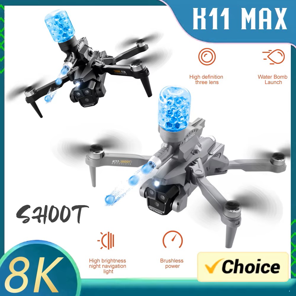 K11 Max Drone with Water Bombs - Professional Aerial Photography Aircraft 8K Three Camera Obstacle Avoidance Foldable Quadcopter