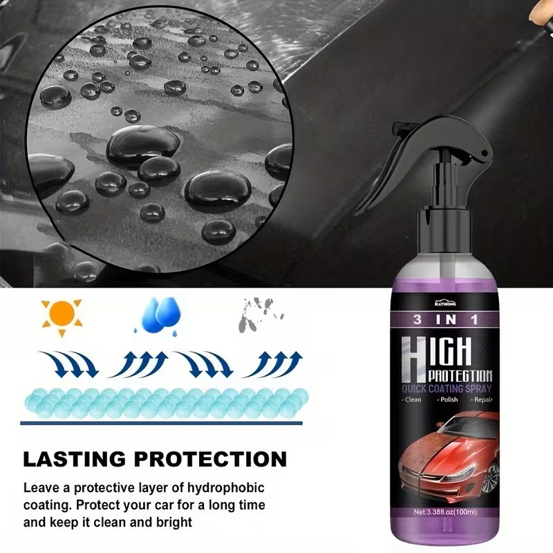 High Protection Ceramic Coating Nano Spray, Car Coating Wax Polishing Spray, Plastic Refresher, Fast Fine Scratch Repair