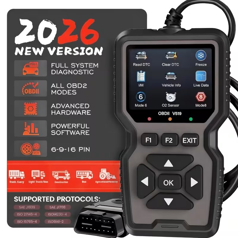 Professional OBD2 Diagnostic Scanner Tool, USB Powered, Engine Fault Detector, Code Reader, Battery Tester, I/M Ready State, Code Eraser, 10 Languages Supported, Compatible with All OBD II Protocol Cars Since 1996, Battery Not Included