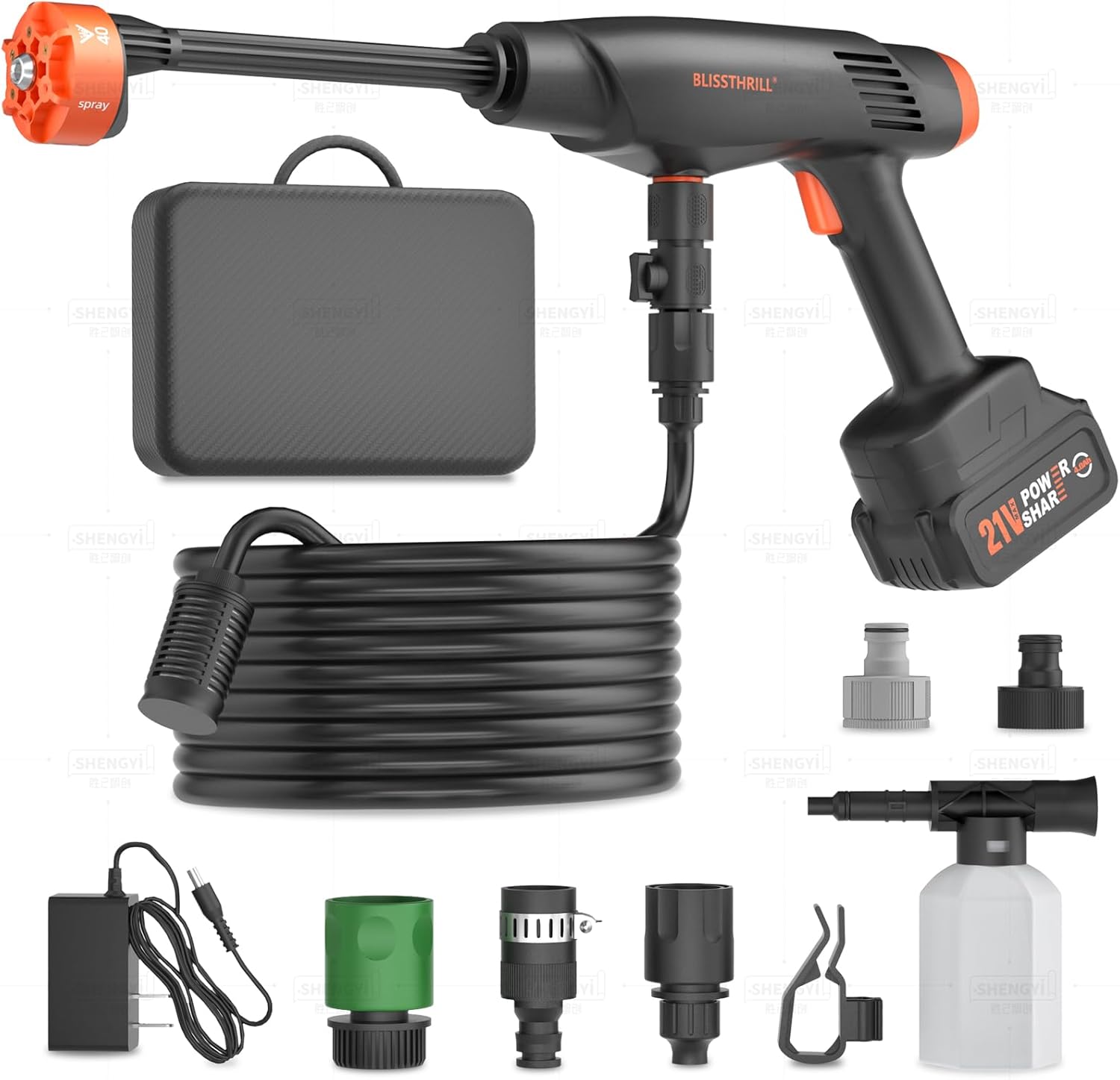 Cordless Pressure Washer Battery Powered; 1100PSI 2.4 GPM Portable Cordless Power Washer with 6-in-1 Nozzle, Foam Cannon, 21V Battery&Charger; Handheld Battery Pressure Washer for Home, Car