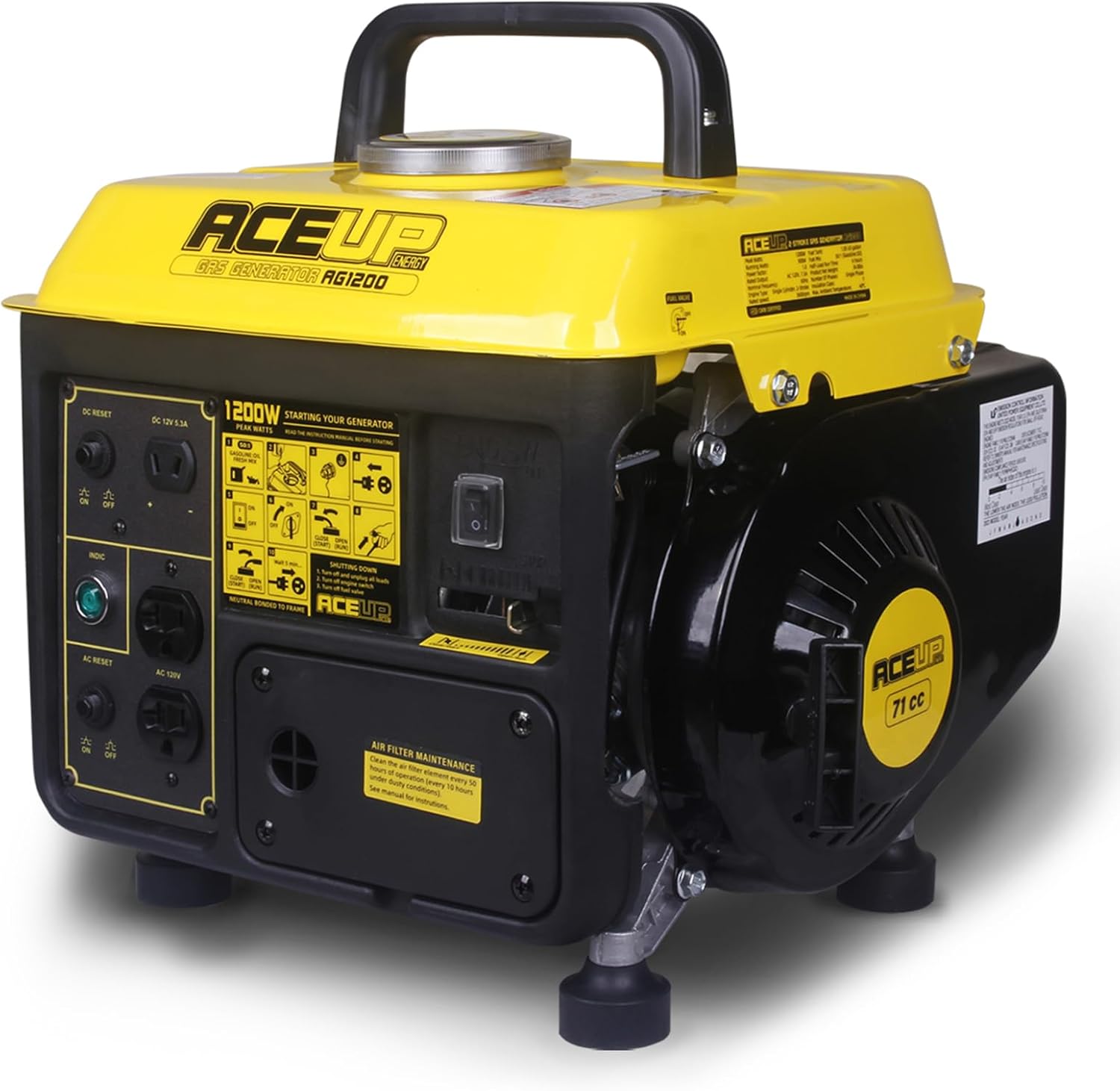 Aceup Energy 1,200W Gas Powered Generator, Small Portable Generator for Home Use Ultralight, EPA & CARB Compliant