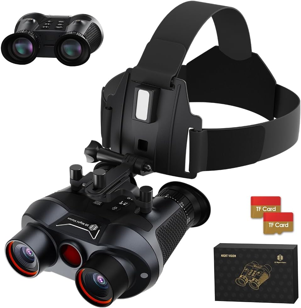 3D VR Night Vision Goggles - Rechargeable Head Mounted Binoculars, Built-in Giant Screen, 4K Video, 24MP Photos, 6X Digital Zoom