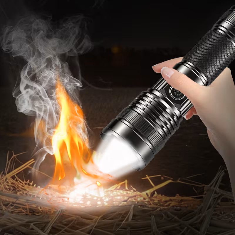 High Brightness Ignition Flashlight: 21700 Lithium Battery 3200mAh Ultra Long Endurance, Suitable for Outdoor Survival/camping/fishing/power Outage/night Riding, COB Side Light And Fresnel Lens (battery Not Included)