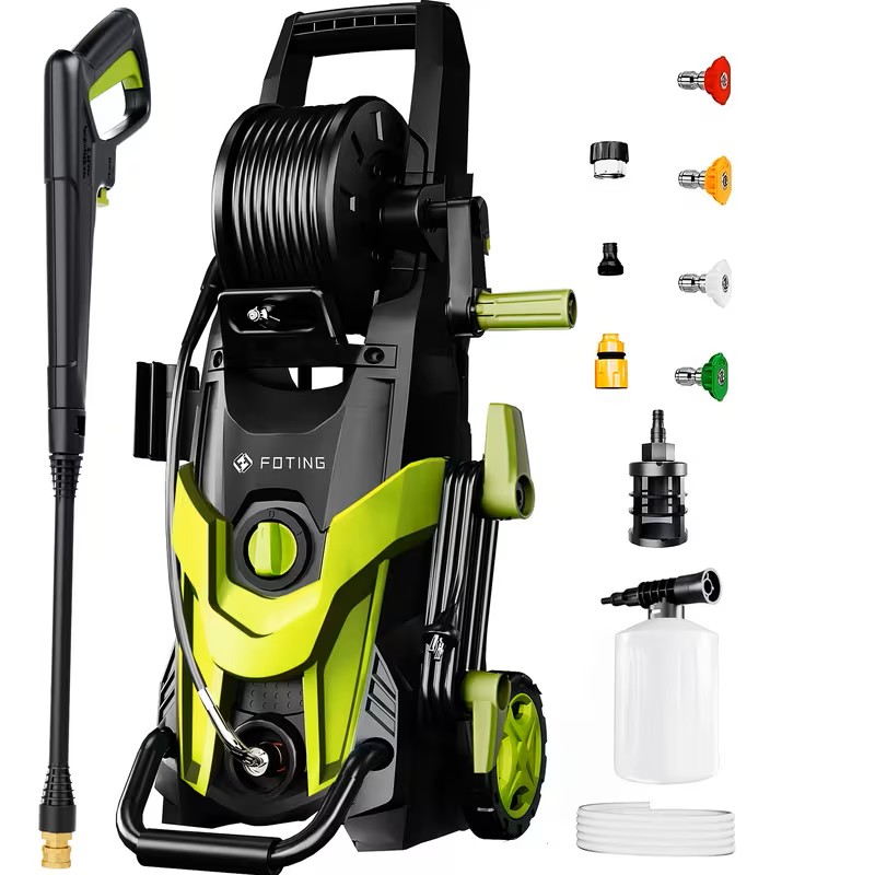 Upgraded Electric Pressure Washer, 4500 PSI 3.2 GPM Power Washer with 4 Quick Connect Nozzles, Inlet Hose & Filter& Foam Cannon for Cars/Fences/Driveways/Home Cleaning