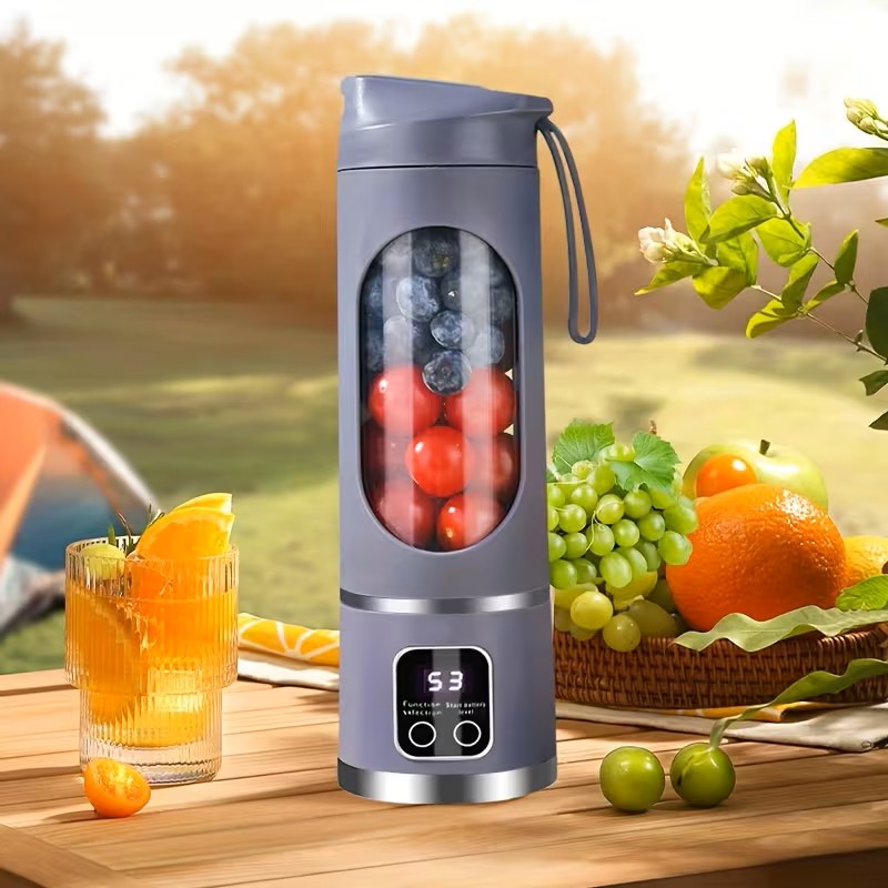 Portable Juicer with LED Display - USB Rechargeable Handheld Juice Blender, Valentine's Day Gifts, Li-Ion Battery-Powered Home Juicer, for Smoothie and Juice Blender with Ice Crush,