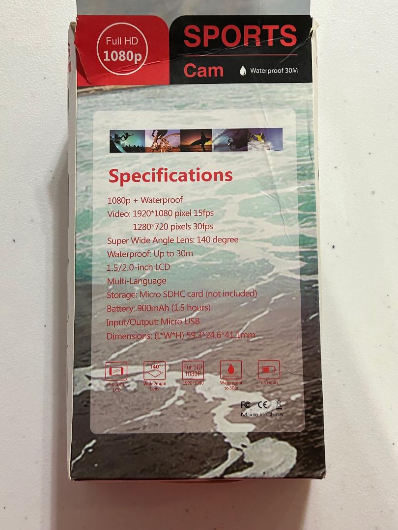 Sports Cam Full HD 1080p and ALL Accessories Silver | Property Room