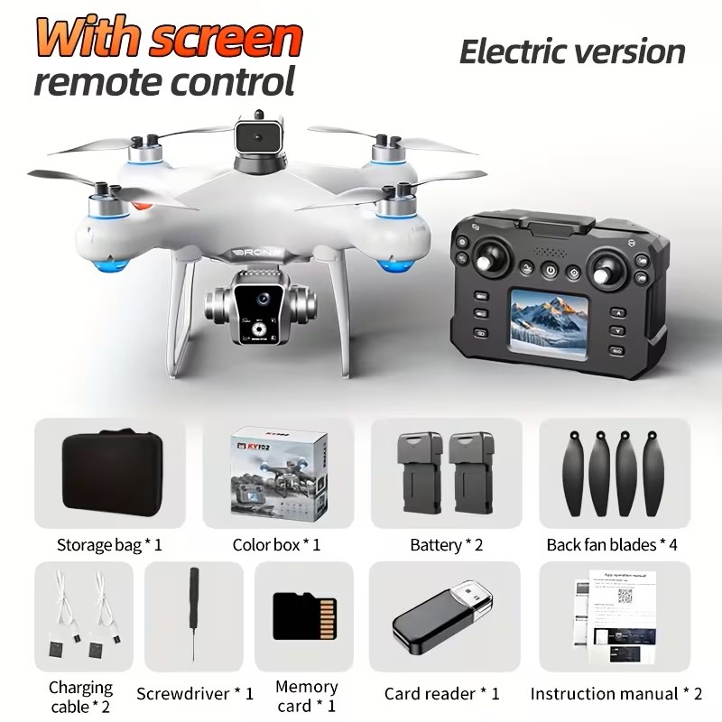 Pro Upgraded Dual-Battery Drone with Screen | S116 Drone with/without Screen Controller | New Version E55/E88 with Screen Remote | Optical Flow & Barometer Dual Positioning Hover | Drawer-Type Quick-Charge Battery | 360° Obstacle Avoidance
