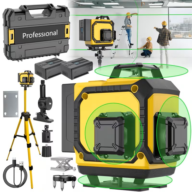 16-line 4D Laser Level 360° Self-leveling Rotating Crosshead Measurement - High-precision Tool with Rechargeable Battery, Precise Laser Line To Help with Quick and Accurate Positioning, Leveling and Alignment During Decoration, Home Tool