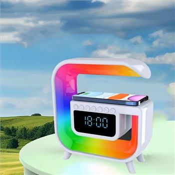 Wireless Speaker with Phone Charging, Sunrise Alarm Clock, Music Wake-Up, Time Display, Sleep Aid – Perfect Gift for Everyone, Ideal for, Morning Alarm, Bedside Speaker, Compact Design, Portable Music Player, Energy-Efficient