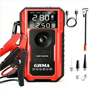 Multifunctional Vehicle Emergency Start Power Supply, 190 PSI, Portable Car Battery Starter, Digital Display, Suitable for Small Cars Or Trucks, LED Emergency Light, Outdoor Vehicle Emergency Tools