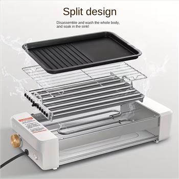 4-in-1 Multi-functional Sausage Grill, With Three-hand Dish And Silicone Oil Brush, Silicone Grill Holder, Non-stick Pan, Countertop, Adjustable Temperature, Detachable Panel, Easy To Clean, Suitable For Kitchens And Dormitories