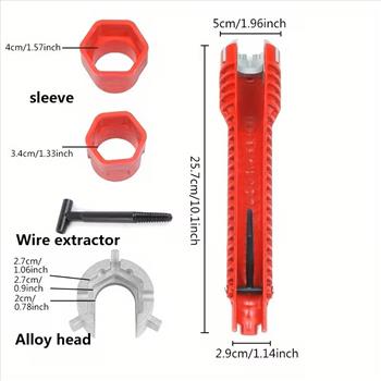 8 IN 1 Sink Wrench, Faucet And Sink Installation Tool Multifunctional Plumbing Tool Pipe Extractor For Sink Bathroom Kitchen Toilet Plumbing Valentine, Tools, Plumbing Tools